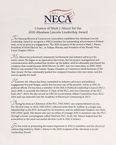 Lincoln Award letter 2020